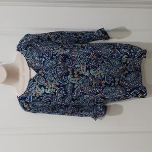 Democracy Women's Medium Blue Paisley Top